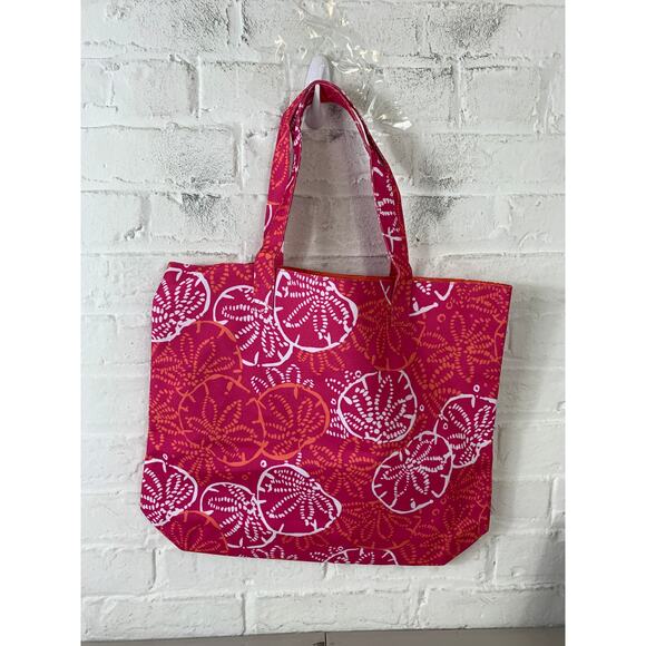 Lilly Pulitzer Women's Estee Lauder Beach Tote Bag Sand Dollar Pink Red OS - Picture 2 of 7
